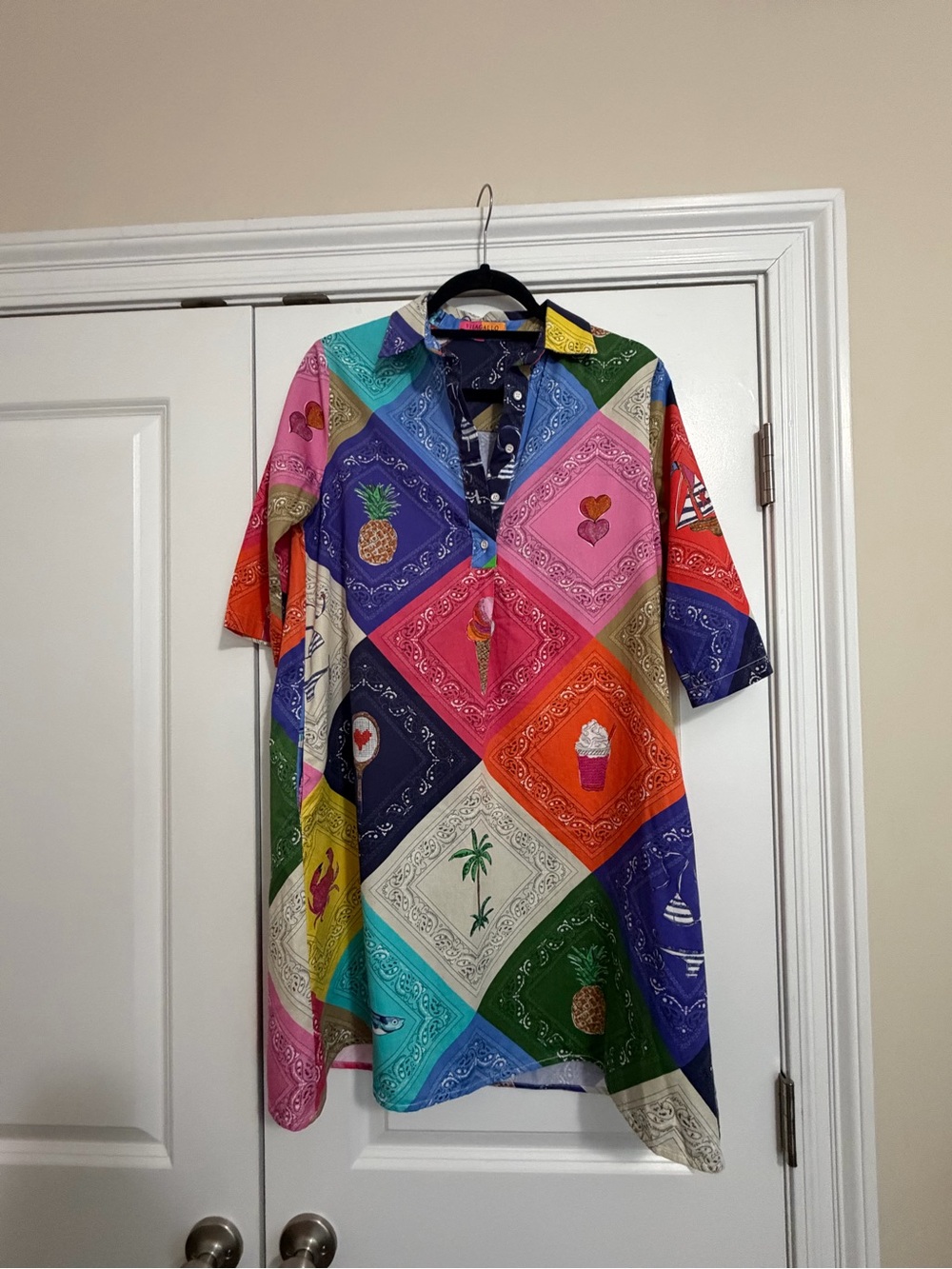 Vilagallo Multicolor Bandana Patchwork Mini Dress